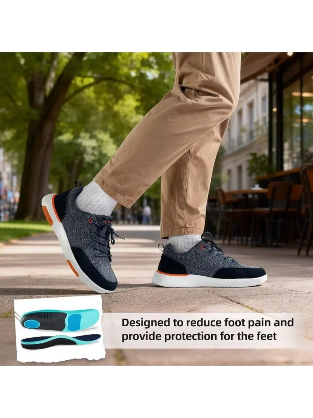 OrthoComfoot Men's Denim Rubber Comfortable & Breathable Slip On Walking Sneaker
